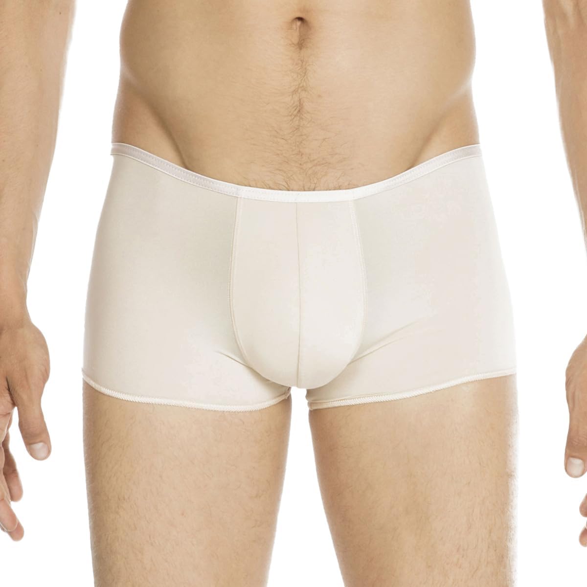 Detalle de Hom Shorty Plumes (Blanc) – Maillot de bain homme en microfibre légère et invisible