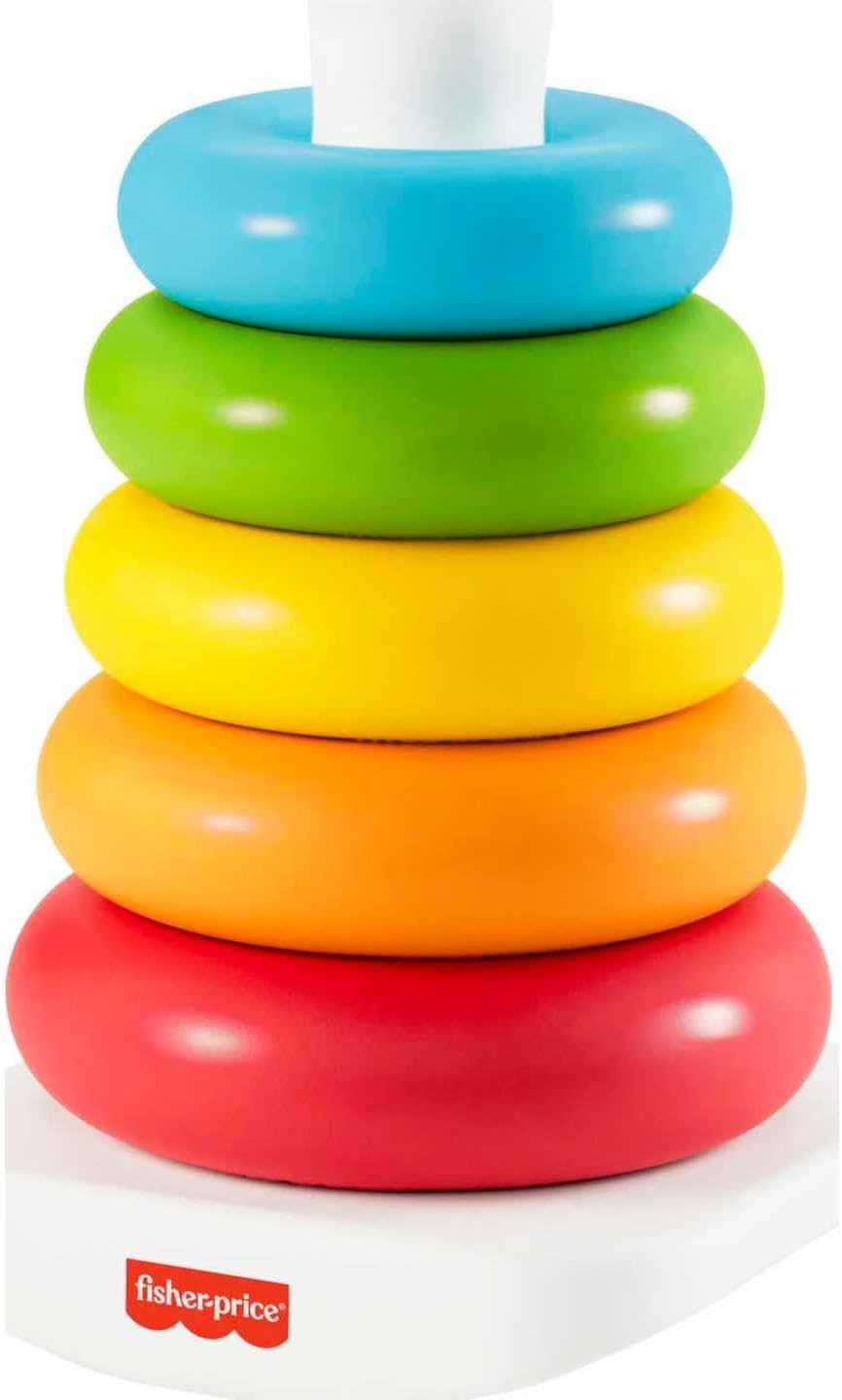 Thumbnail 6 de Fisher-Price HPY92 Jouet culbuto à empiler pyramide arc-en-ciel avec 5 anneaux colorés