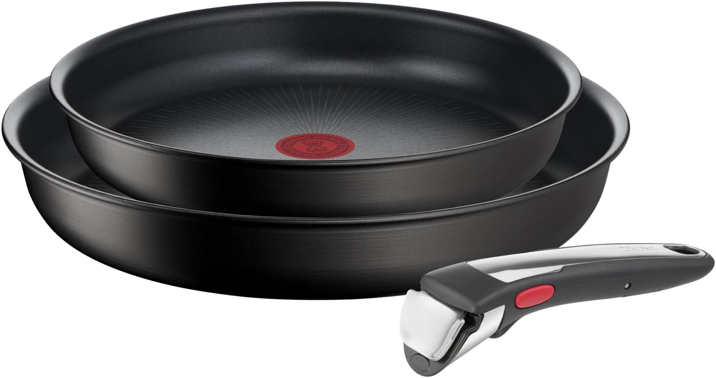 Detalle de Tefal Ingenio Unlimited: Lot de 2 poêles 22/26 cm avec poignée amovible, induction, réacteur antiadhésif et empilable