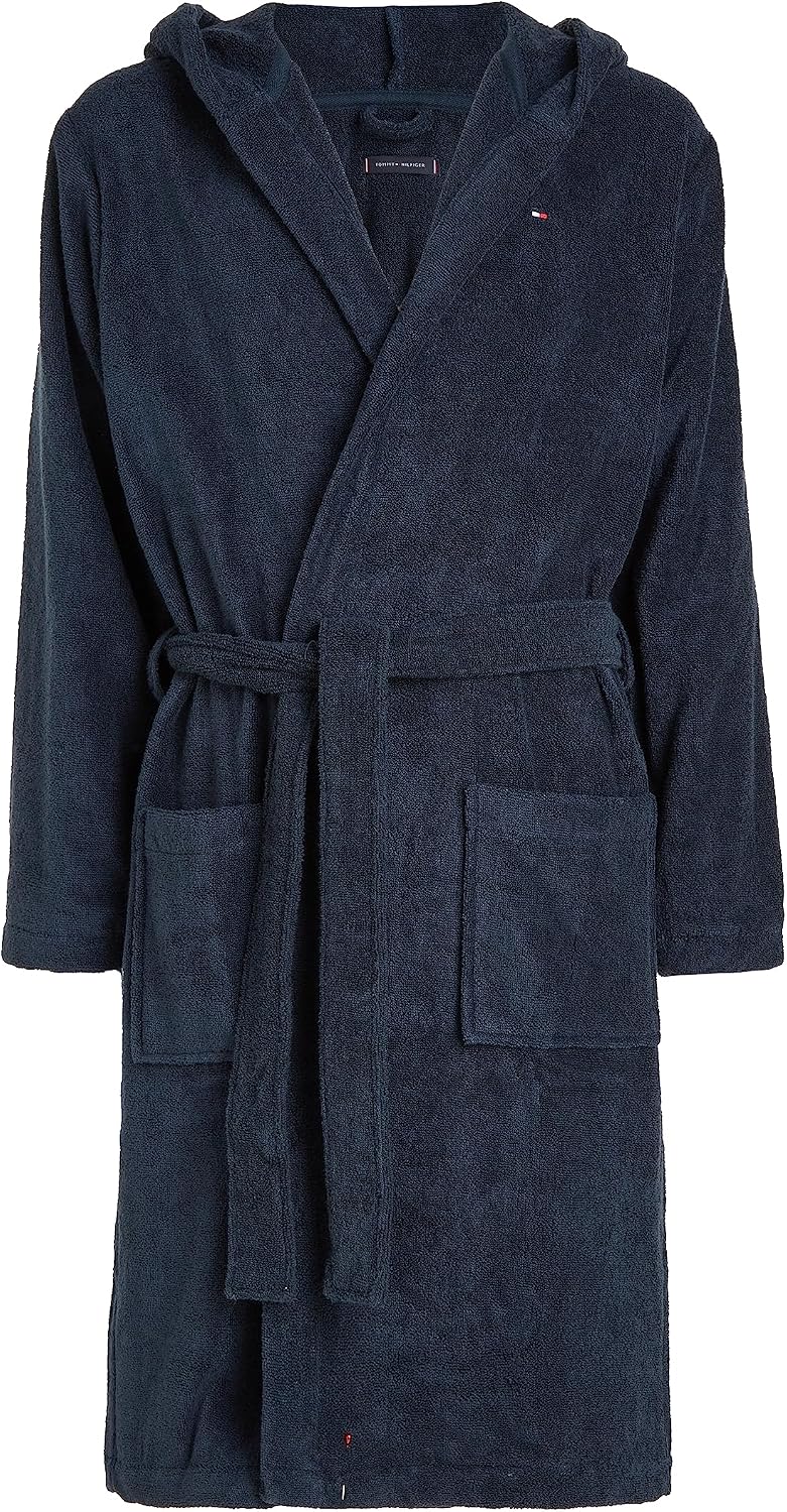 Detalle de Tommy Hilfiger Peignoir de Bain Homme Col Tissu Éponge — douceur et élégance intemporelle