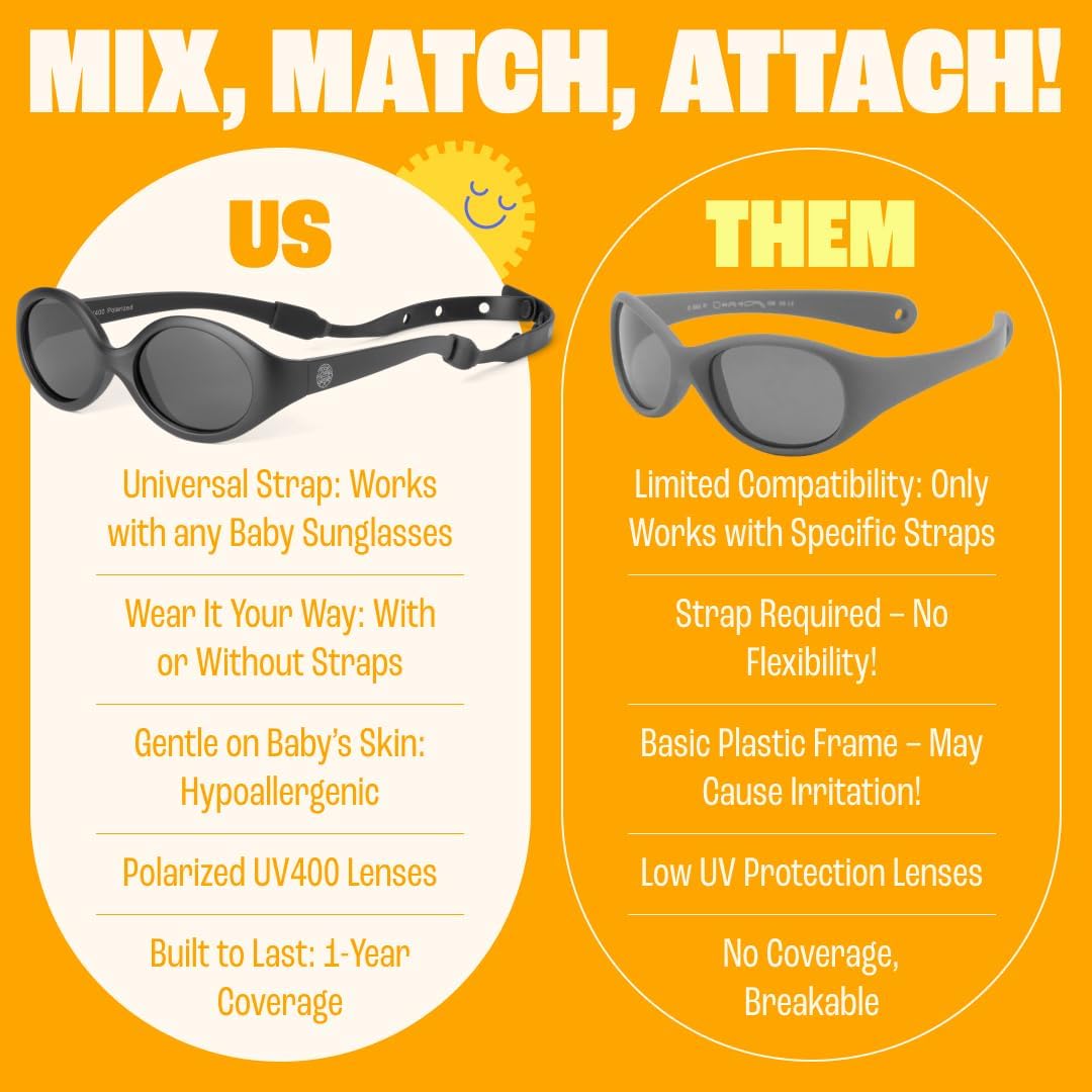 Detalle de BABY SUNNIES Lunettes de soleil polarisées bébé avec lanières (ovales, flexibles)