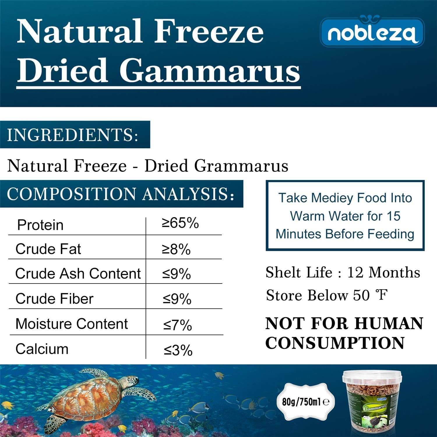 Detalle 2 de Nobleza Nobleza Crevettes Tortue – nourriture pour tortue d’eau aux crevettes, 80 g / 750 ml