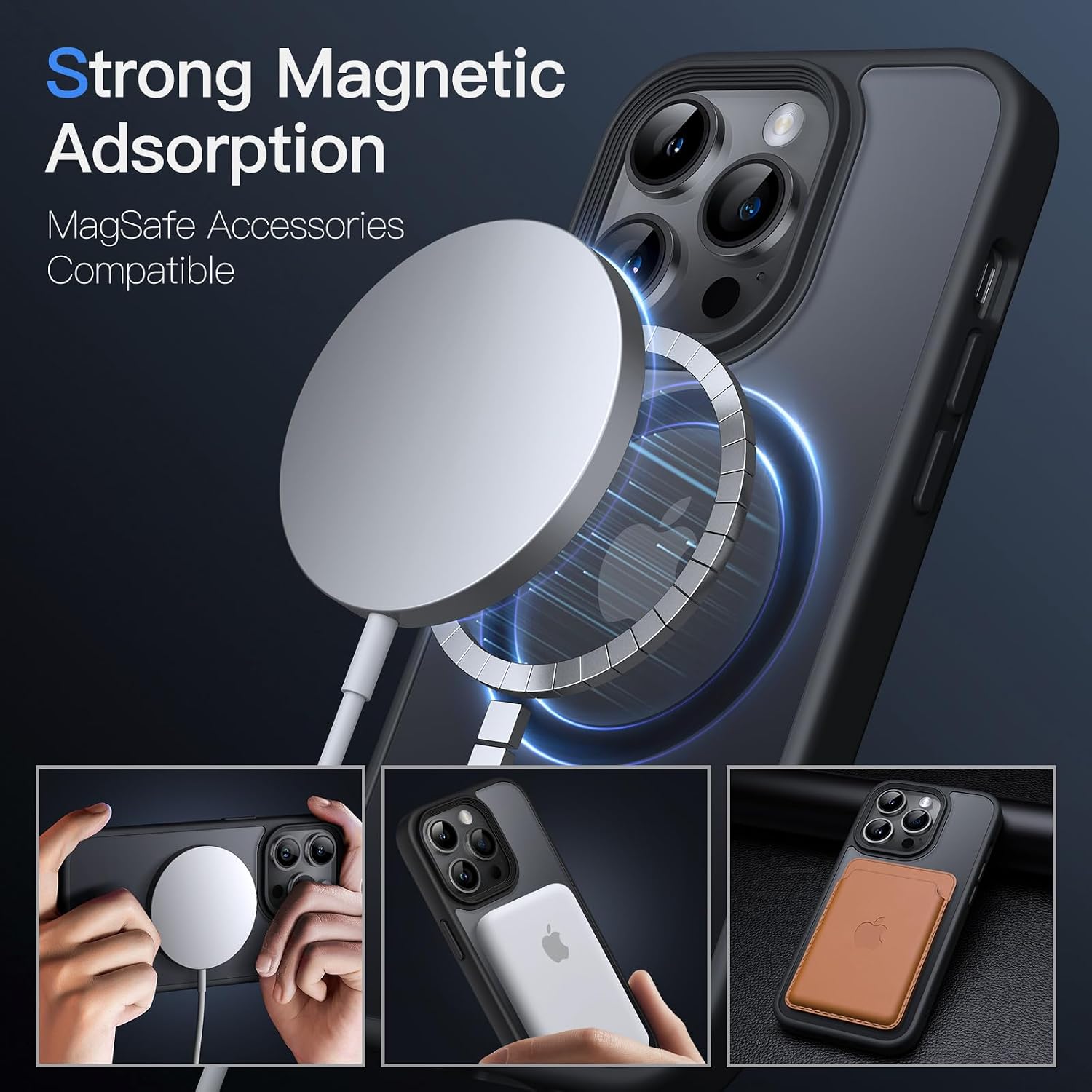 Detalle de JetTech Coque Magnétique pour iPhone 14 Pro (6,1 po) — arrière translucide mate, noir