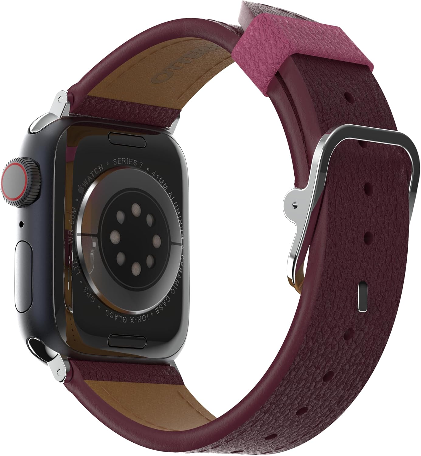Detalle de OtterBox Symmetry Cactus Leather MagSafe Rose pour Apple Watch 44/45/46mm
