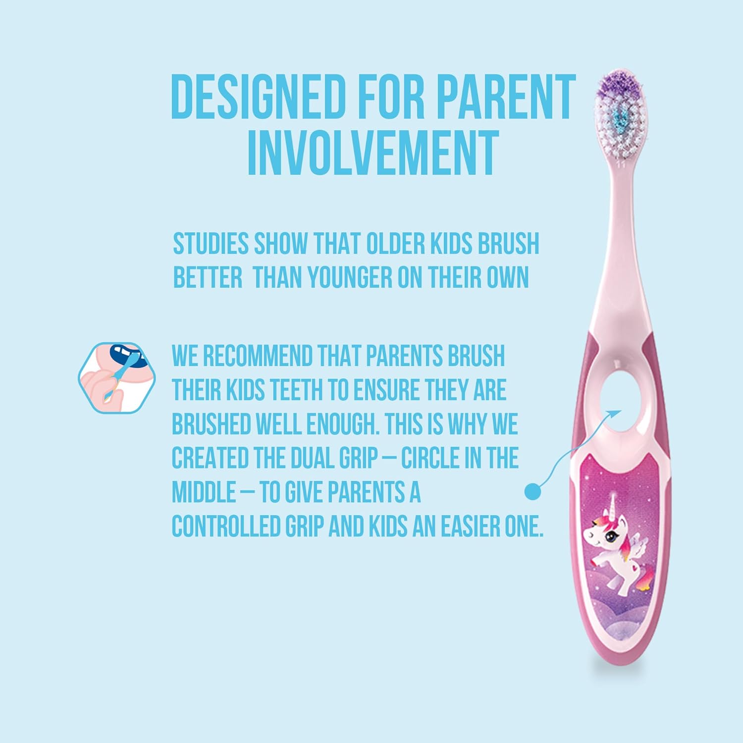 Detalle de Jordan Step 2 : Brosse à dents pour enfants (3–5 ans) — Pack 4, poils souples, double poignée