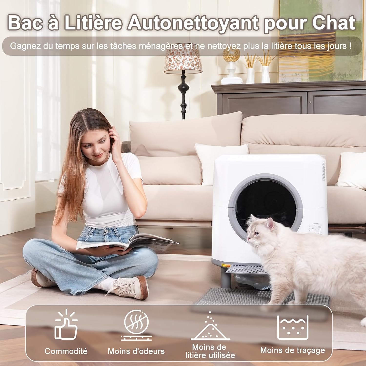Detalle 2 de Ellenpent Litière autonettoyante 9 L 🐱