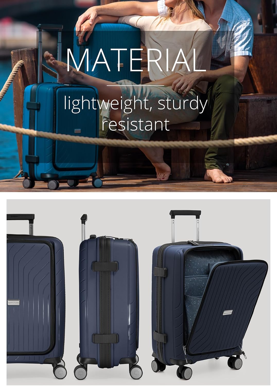 Detalle de HAUPTSTADTKOFFER TXL – Bagage à Main 55 x 40 x 23 cm avec compartiment ordinateur et serrure TSA, valise trolley rigide