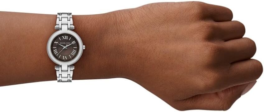 Detalle de Michael Kors Montre Laney pour Femme en acier inoxydable — mouvement à quartz 3 aiguilles, cadran gris