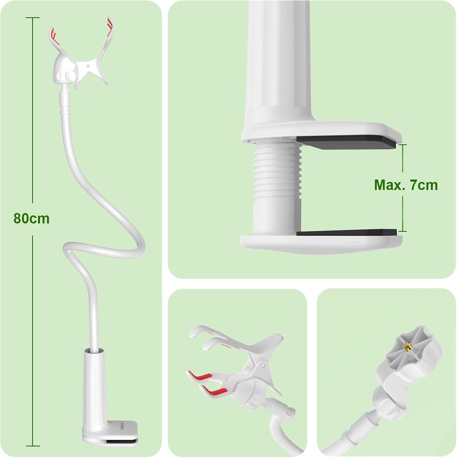Detalle 2 de TakTark Support universel pour babyphone : support flexible avec pinçe et adaptateur 1/4