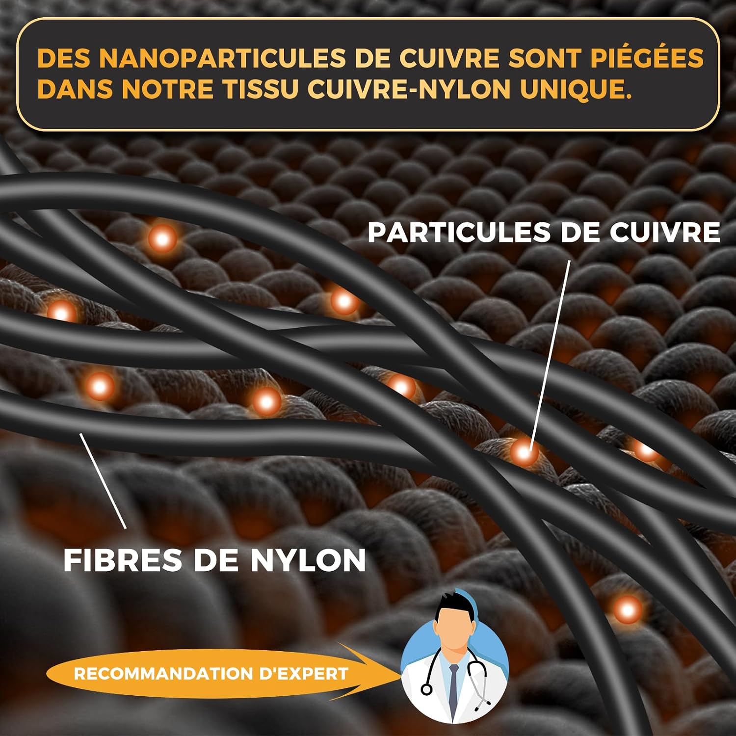 Detalle de Donfri – 2 paires de gants de compression pour arthrite en cuivre, taille L