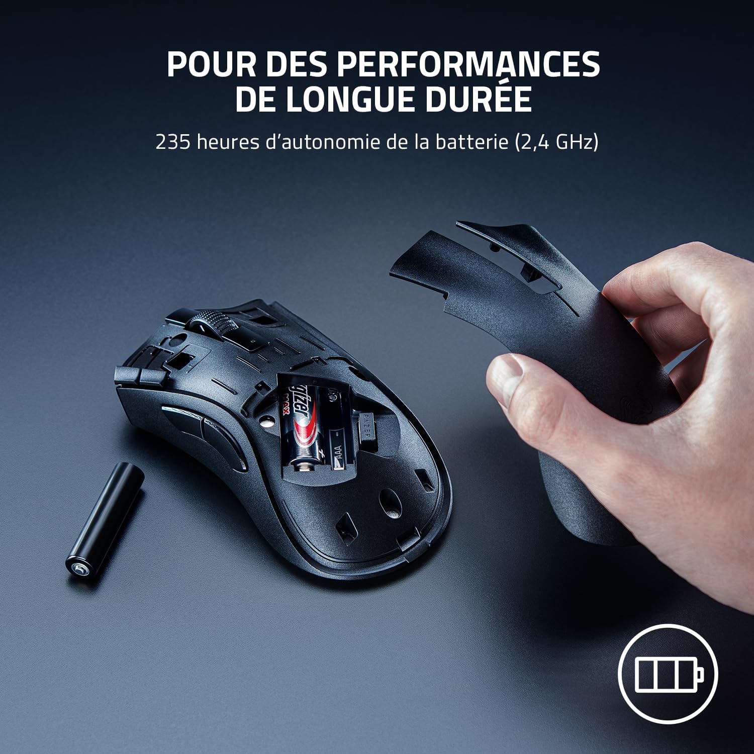Detalle 2 de Razer DeathAdder V2 X Hyperspeed – Souris gaming sans fil ergonomique pour PC/Mac (capteur optique, commutateurs mécaniques)