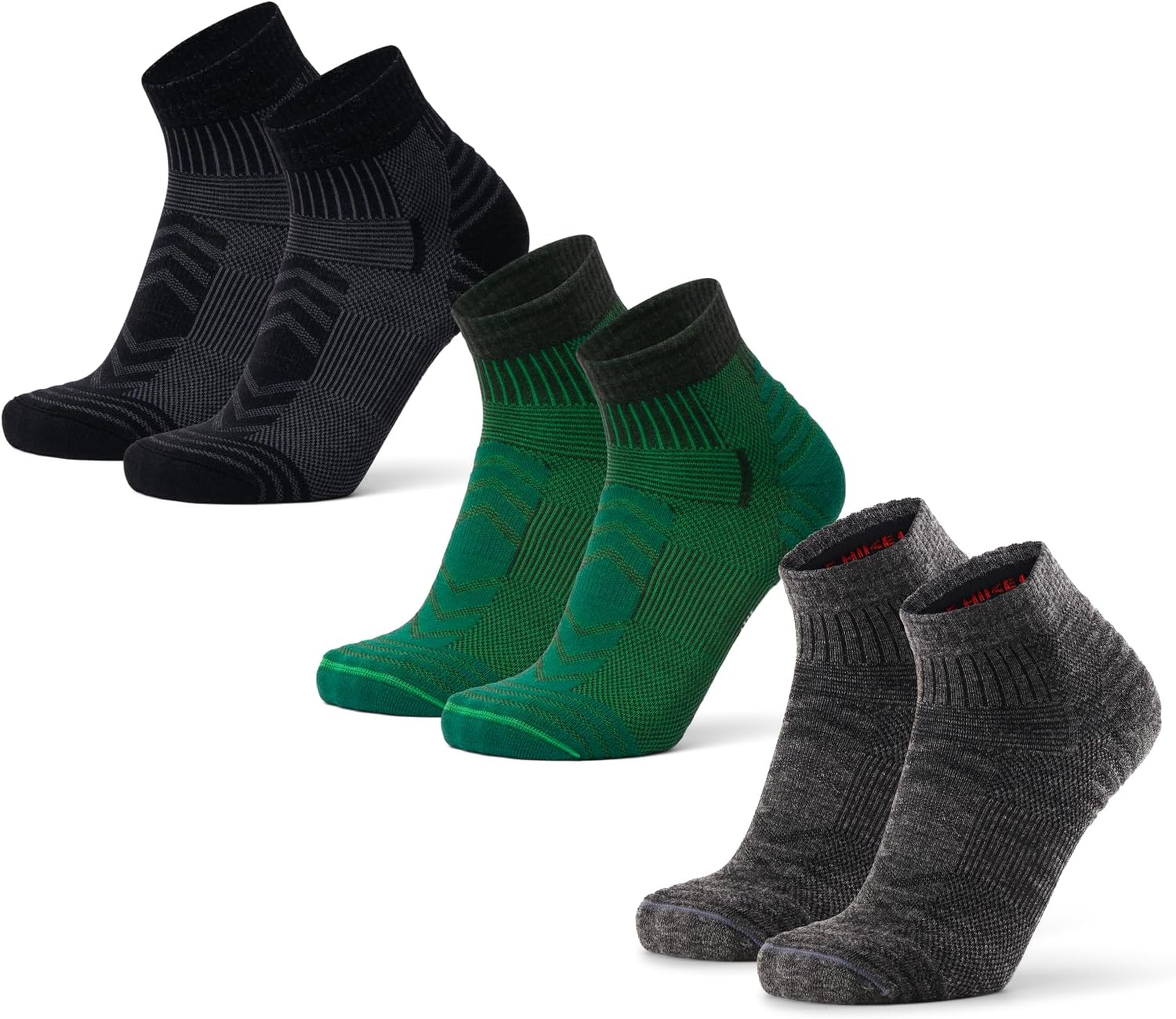Detalle de DANISH ENDURANCE Chaussettes de Randonnée en Laine Mérinos Légères – Unisex, Lot de 3