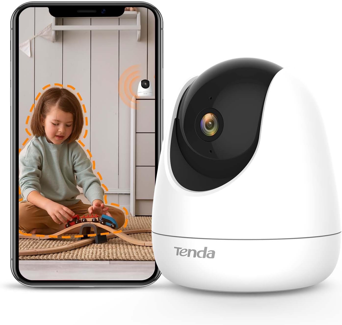 Detalle de Tenda CP6 WiFi intérieure 2K (3MP) dôme motorisé 360° avec vision nocturne, détection de mouvement et audio bidirectionnel