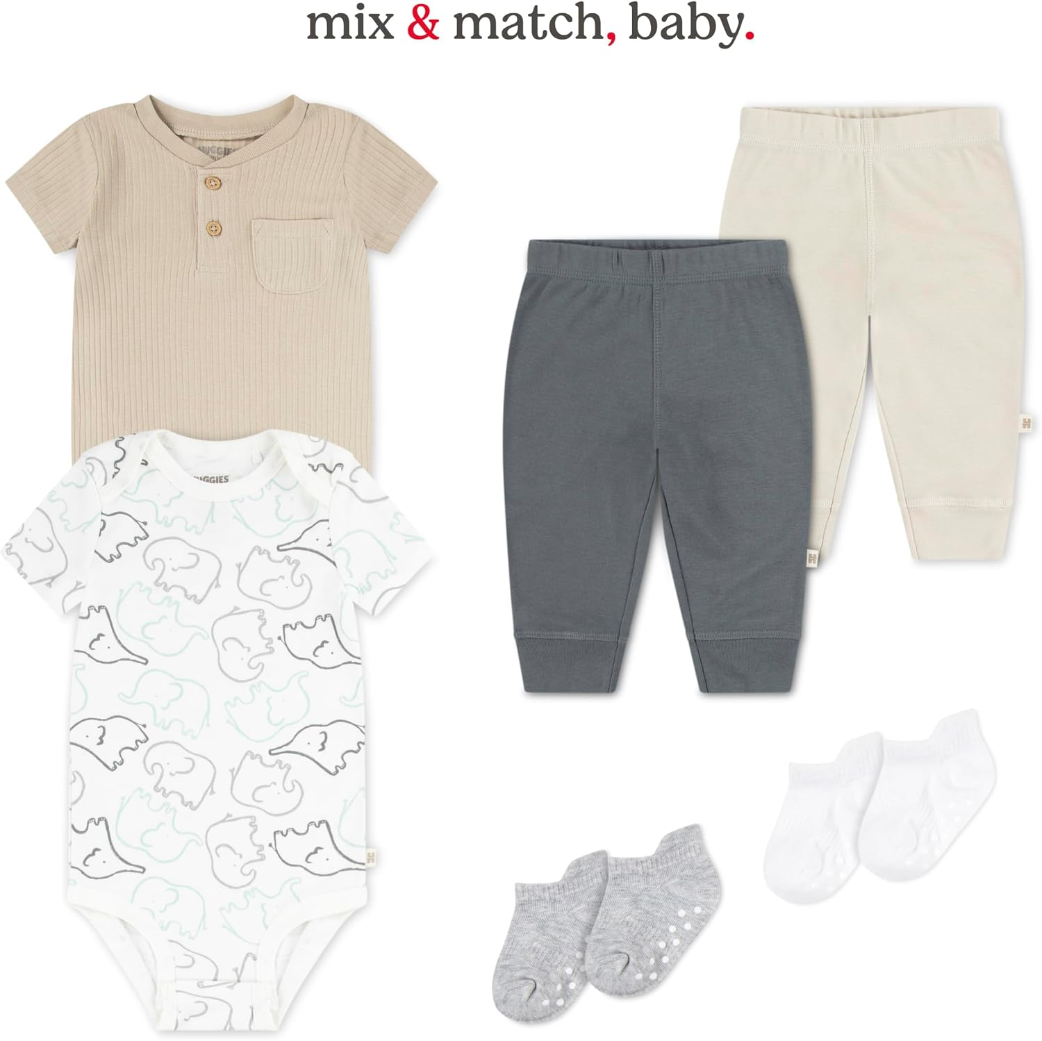 Detalle 2 de HUGGIES Little Hugs : lot de 5 bodies débardeur bébé et bambin en coton bio