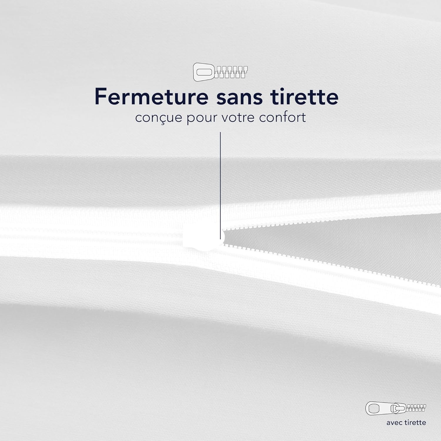 Detalle de Dreamzie Taie Oreiller 60x60 cm (lot de 2) en coton jersey 100% – Blanc
