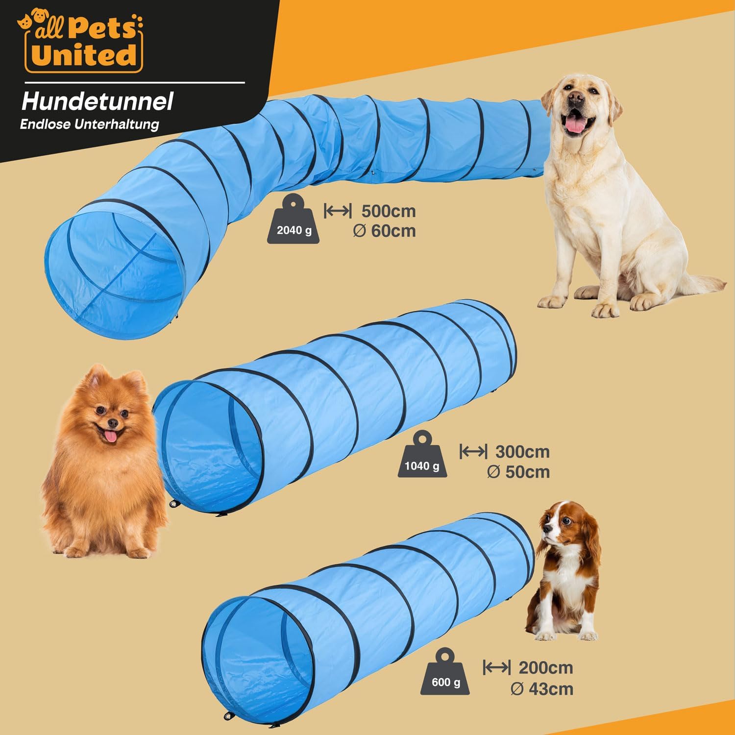 Thumbnail 6 de GOODS+GADGETS Tunnel d’agilité pour chien (200 cm) avec patères et sac de transport