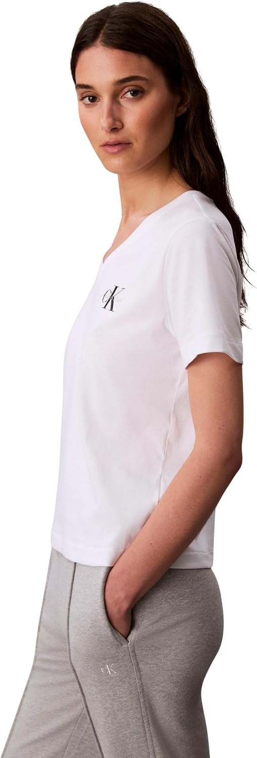 Detalle de Calvin Klein T-Shirts Manches Courtes Lot de 2 – Logo Col en V