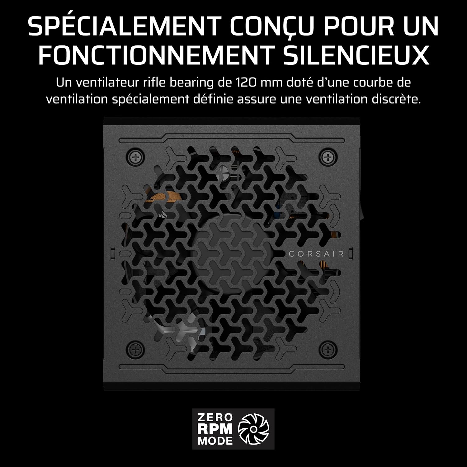 Detalle de Corsair RM1000e (2025) — Alimentation ATX 1000W entièrement modulaire silencieuse, compatible ATX 3.1 et PCIe 5.1